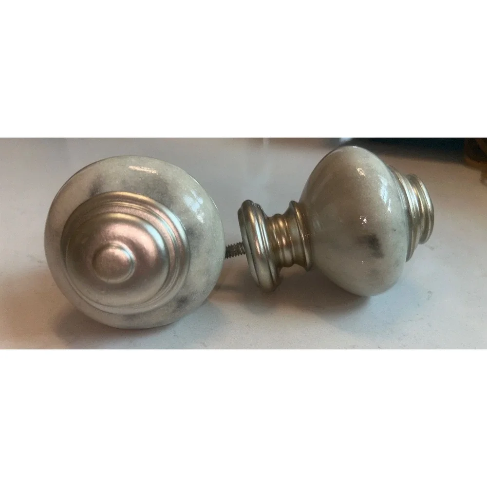 Vintage Modern White Marble Curtain Rod Finials Ends 1 pair (multiple avail.)